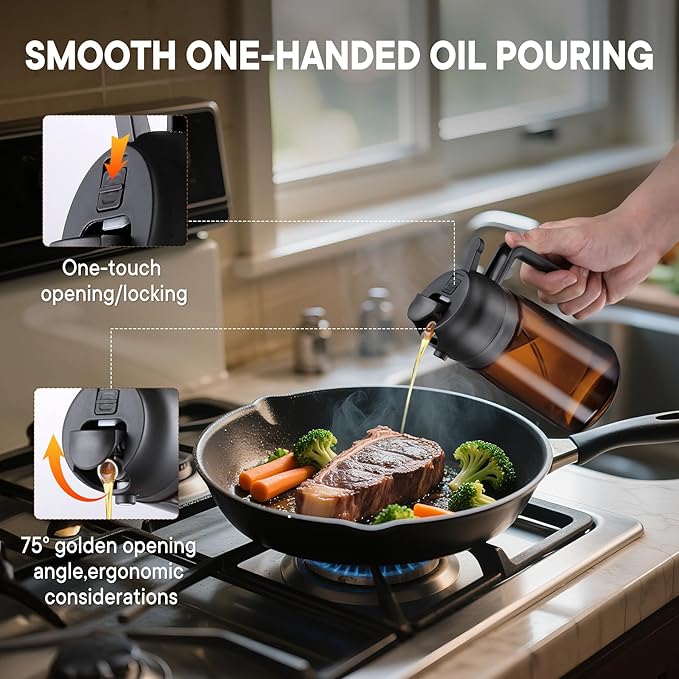 16oz/470ml Olive Oil Sprayer for Cooking, 2 in 1 Oil Dispenser Bottle Spray and - Image 3
