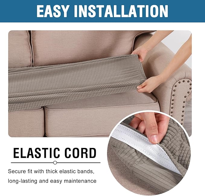 H.VERSAILTEX Super Stretch Individual Seat Cushion Covers Sofa Covers Couch - Image 5