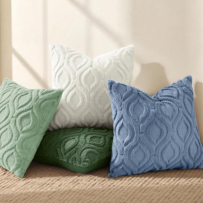 decorUhome Throw Pillow Covers 26x26 Inch Set of 2, Soft Plush Faux Wool Dusty - Image 5