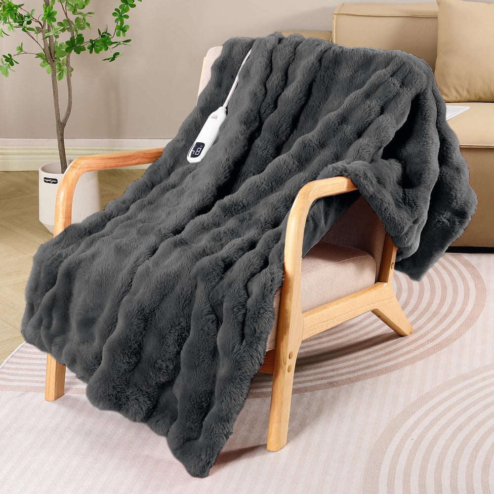 Heated Blanket Electric Twin Size - 62"x84" Soft Bubble Electric Bl...