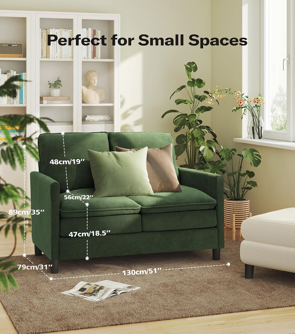 Welzona 3-Layers Cloud Loveseat Sofa, 51" Small Couch, Teddy Small Sofa