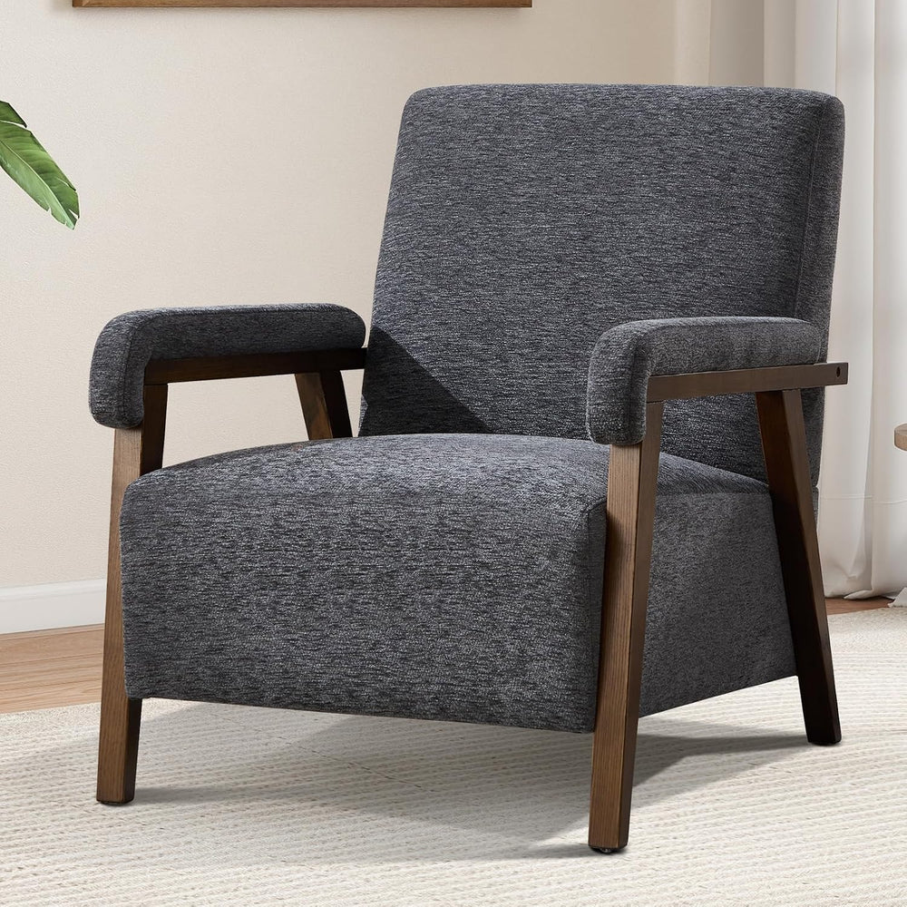 CANMOV Mid Century Modern Accent Chair, Upholstered Reading Armchair with Sol...