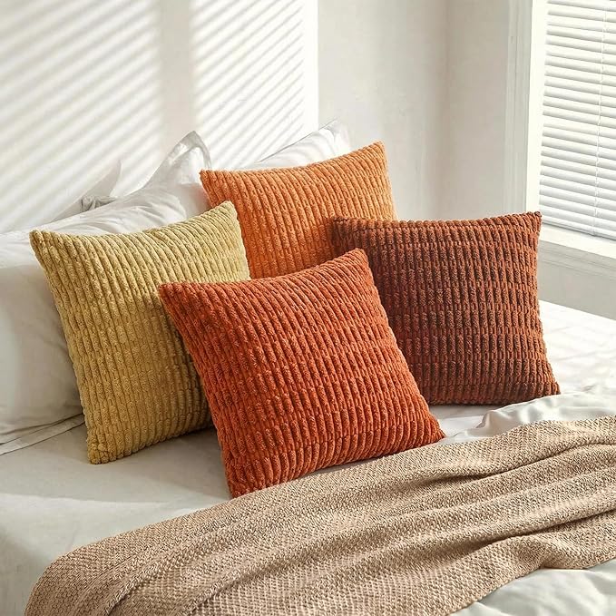 Fancy Homi Set of 4 Burnt Orange Fall Boho Decorative Throw Pillow Covers 26x26 - Image 7