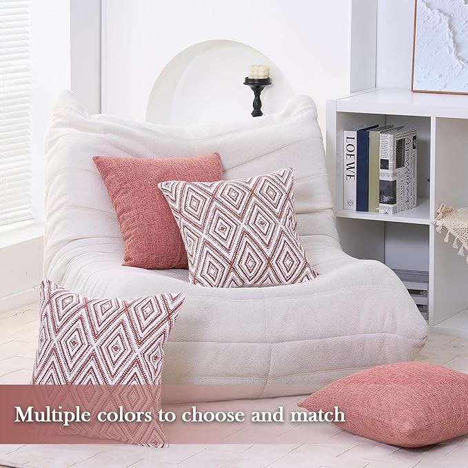 HPUK Decorative Throw Pillow Covers Set of 4 Geometric Design Linen Cushion - Image 6
