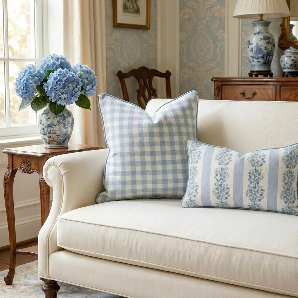 Jillien Harbor “The Charlie” Decorative Pillow Cover – Blue and White Accent ...