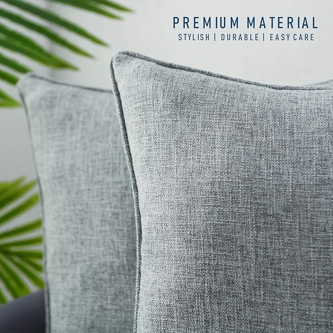 HPUK Linen Throw Pillow Covers Pack of 2, 18x18 Inch Accent Cushion Covers - Image 4