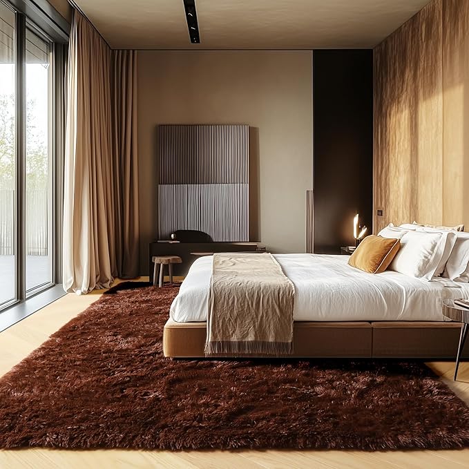 ONASAR Brown 8x10 Area Rugs for Living Room, Large Fluffy Shag Bedroom Rug - Image 4