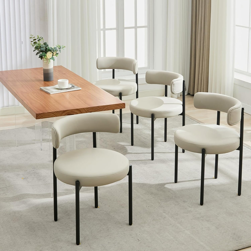 Faux Leather Dining Chairs Set of 4, Mid Century Modern Dining Room Chairs wi...