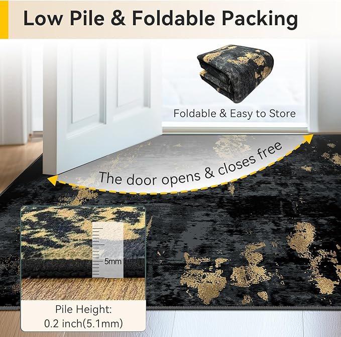 Washable Area Rugs 2'6''x10 Non-Slip Modern Abstract Soft - Image 4