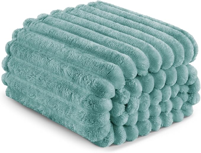 Exclusivo Mezcla King Size Flannel Fleece Blanket, Super Soft Striped Jacquard - Image 6