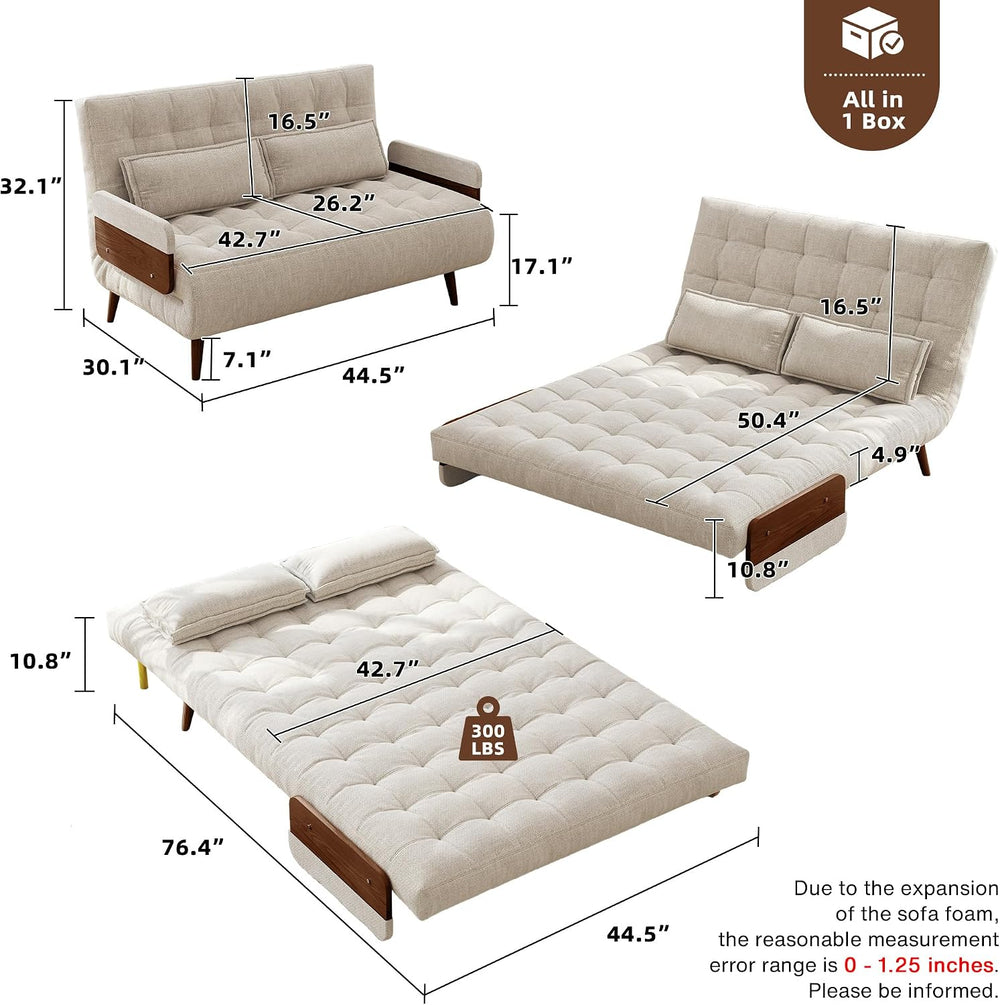 JASIWAY 3 in 1 Convertible Sleeper Chair, 45" Futon Sofa for Small Spaces