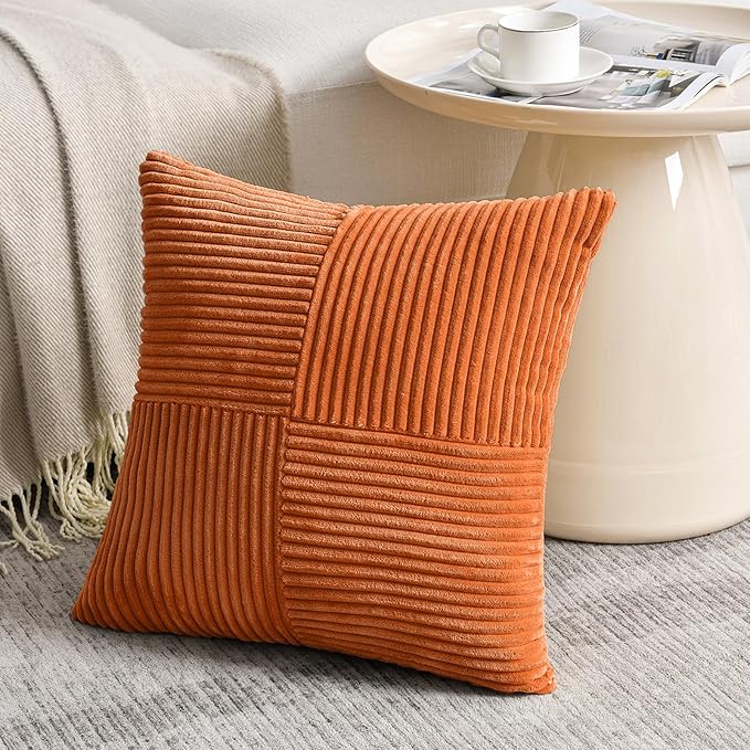 Fancy Homi 2 Packs Burnt Orange Decorative Throw Pillow Covers 18x18 Inch - Image 2
