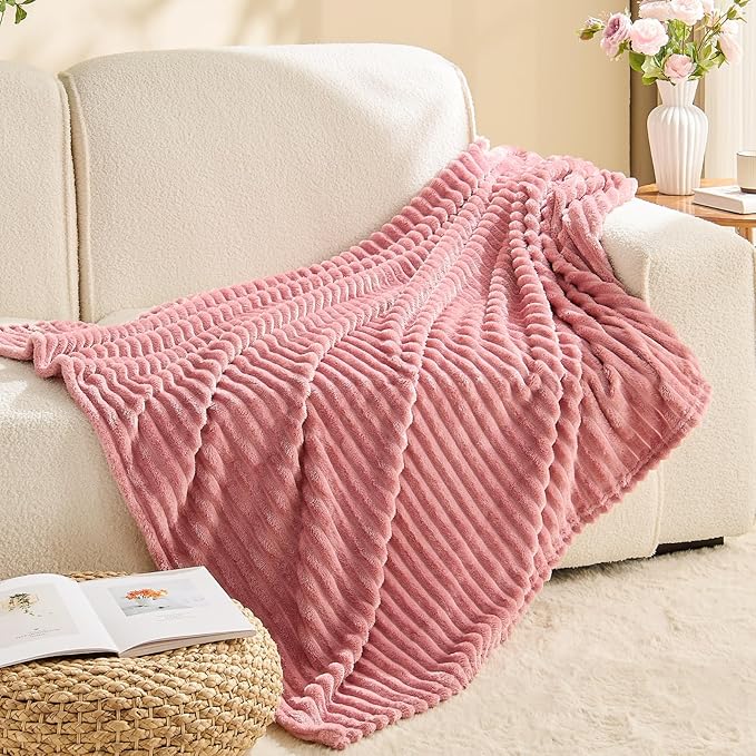 BEDELITE Fleece Throw Blanket for Couch – 3D Ribbed Jacquard Soft and Warm - Image 8