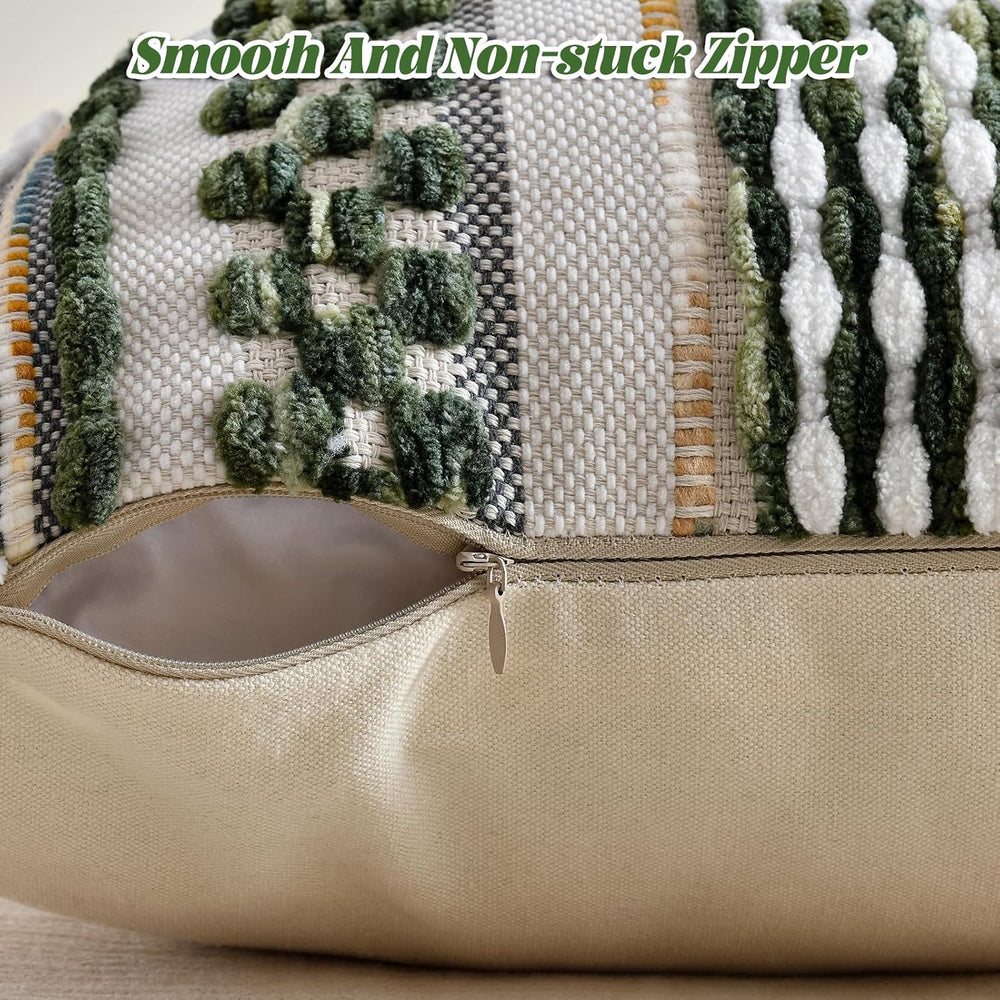 AmHoo Set of 2 Chenille Striped Textured Boho Throw Pillow Covers Aesthetic w...