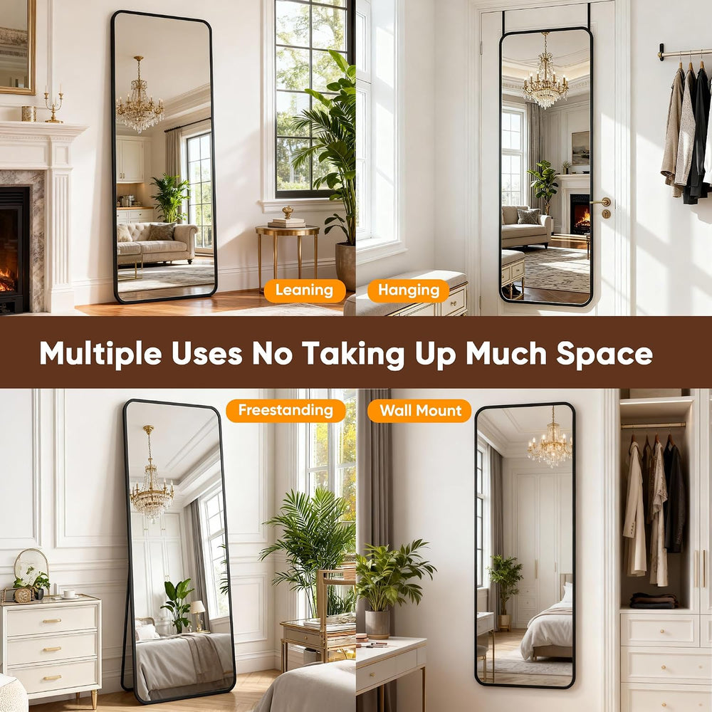 Antok 48" x 14" Full Length Over-the-Door Mirror, Hanging Mirror, B...