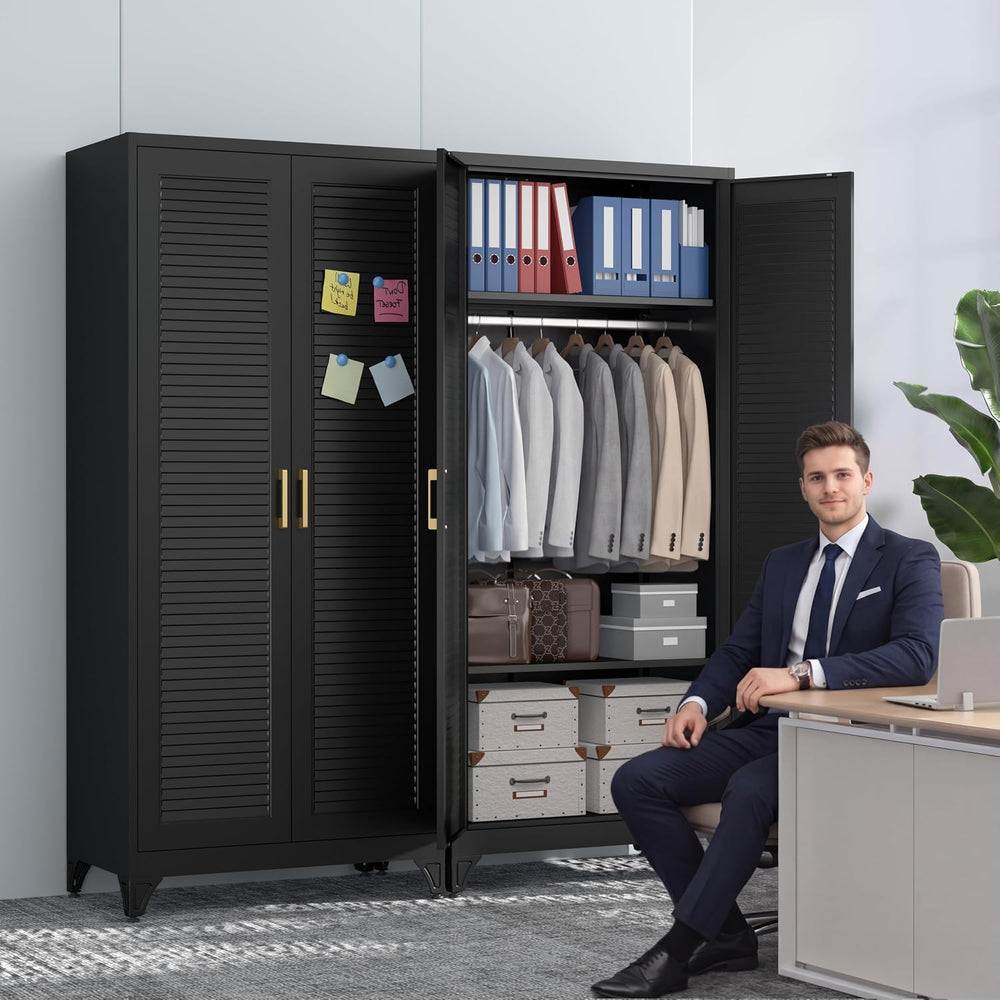 71" Tall Metal Armoire Wardrobe Closet with 2 Doors