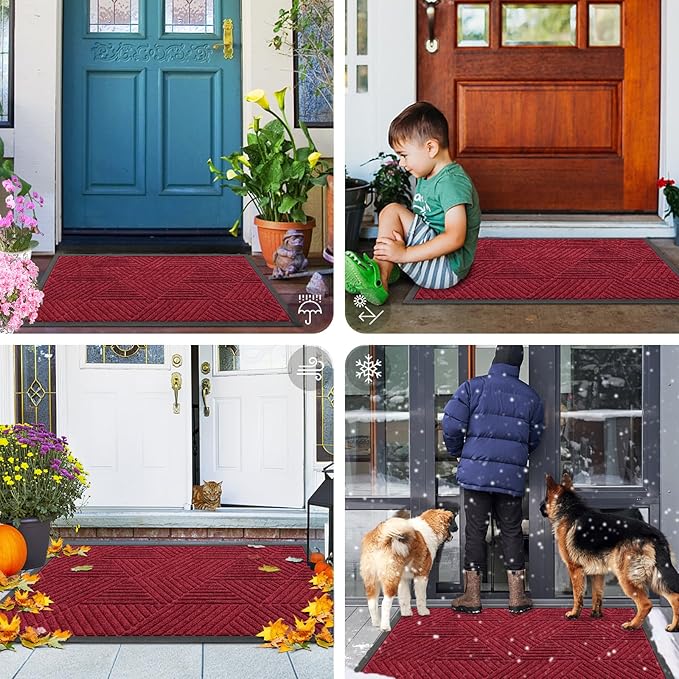 Smiry Front Door Mat Outside Entrance, Heavy Duty Sturdy Natural Rubber Doormat - Image 7