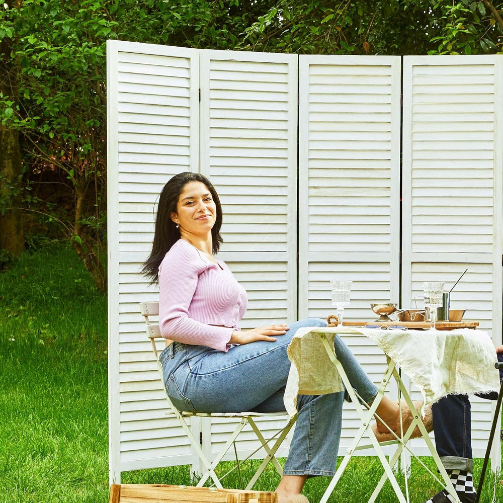 Room Dividers and Folding Privacy Screens, Wood Louvered Separators Divider W...