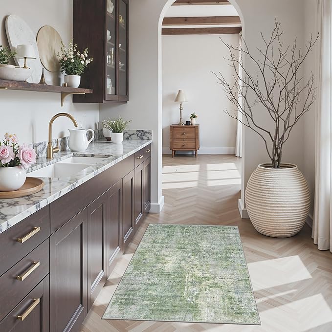 2x3 Abstract Washable Rugs for Kitchen, Powder Room Small Area Rug Non-Slip - Image 3