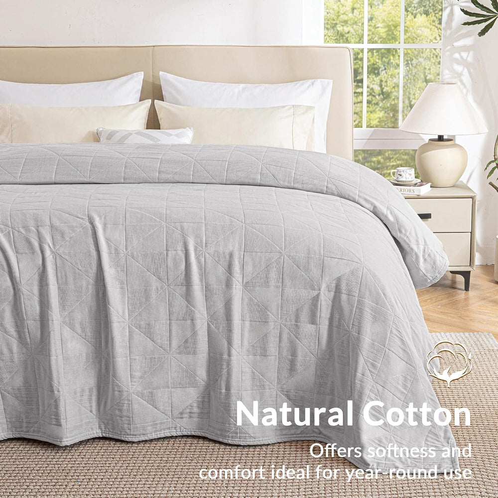 Exclusivo Mezcla 4-Layer 100% Cotton Muslin Queen Size Blanket, Light Grey
