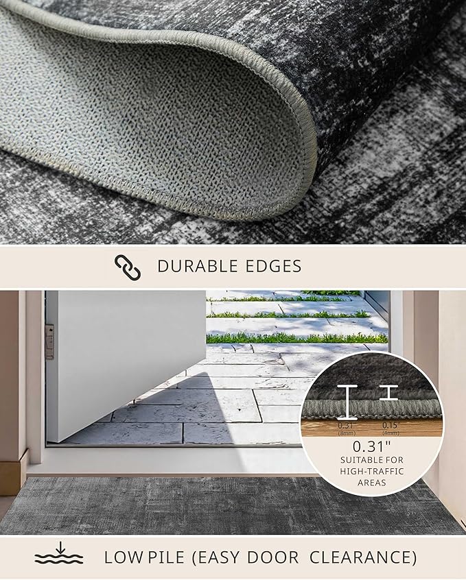 Latte&Fog 5x7 Area Rugs for Living Room Bedroom, Boho Non Slip Low Pile Carpet - Image 6