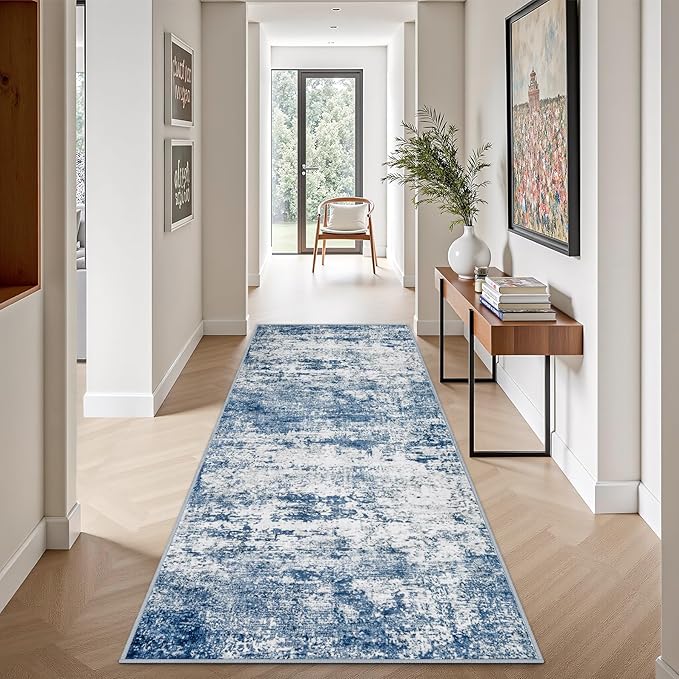2.6'x8' Runner Rug Washable Rug;Modern Abstract Soft Thin Runner Rug ...