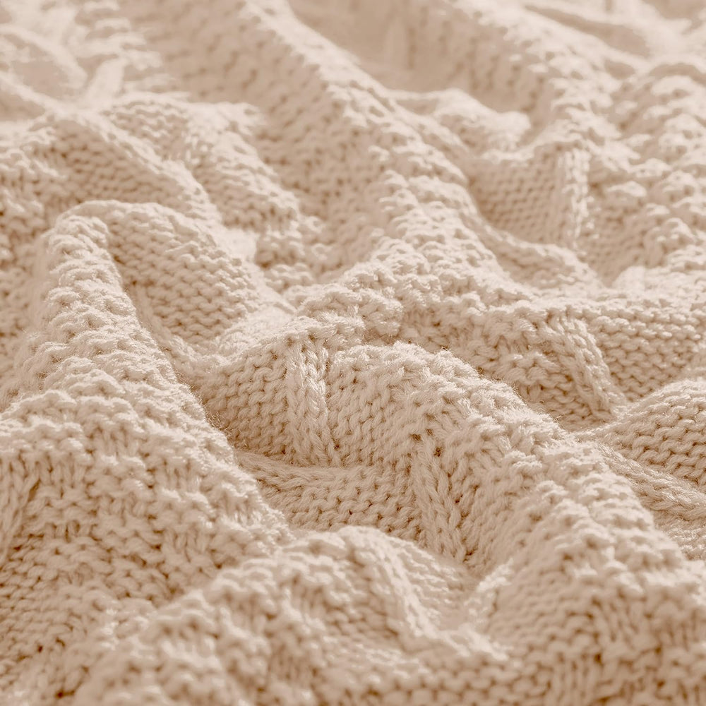 Aormenzy Knitted Throw Blanket (50" x 60") and 2 Pillow Covers (18&...