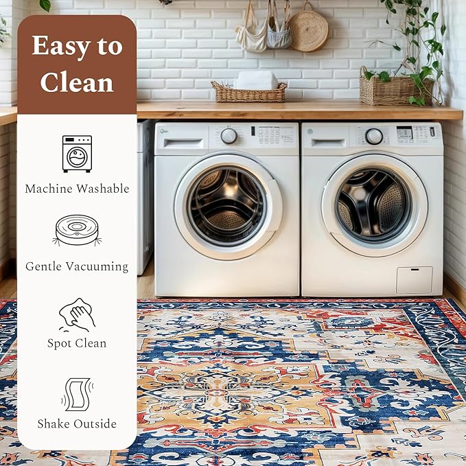 Rugflix 5x7 Area Rug for Living Room, Machine Washable Area Rugs - Image 5
