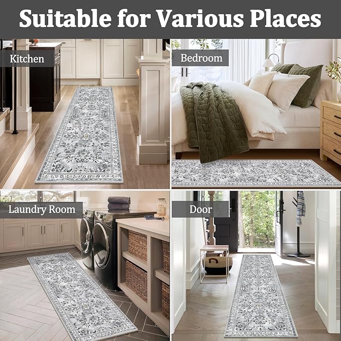 Yamaziot Washable Runner Rug 2x8 – Non Slip Boho Floral Hallway Runner Rug - Image 6