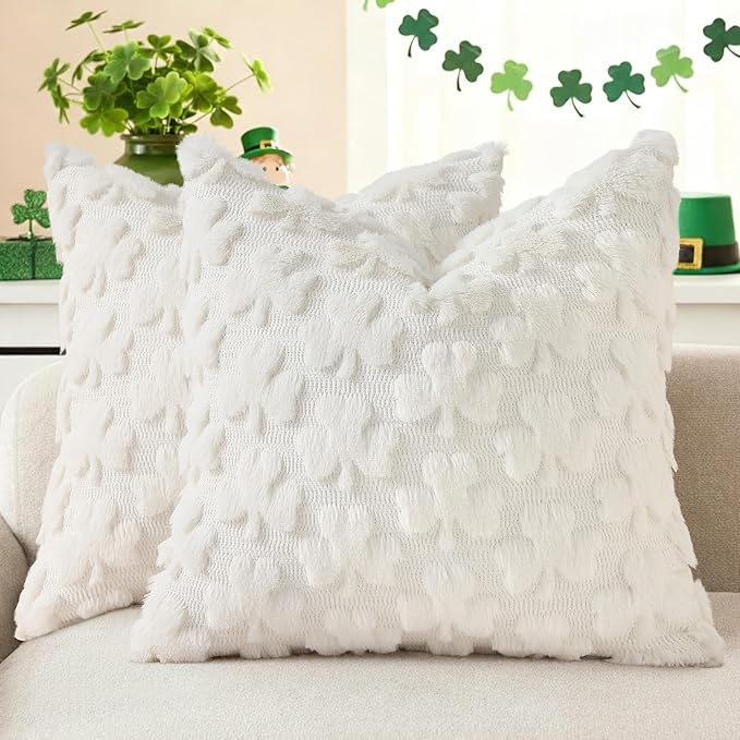 decorUhome St. Patrick’s Day Shamrock Pillow Covers 20x20 Inch Set of 2 by decorUhome