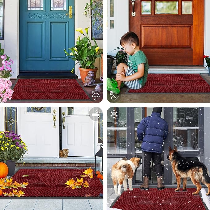 Smiry Front Door Mat Outside Entrance, Heavy Duty Sturdy Natural Rubber Doormat - Image 7