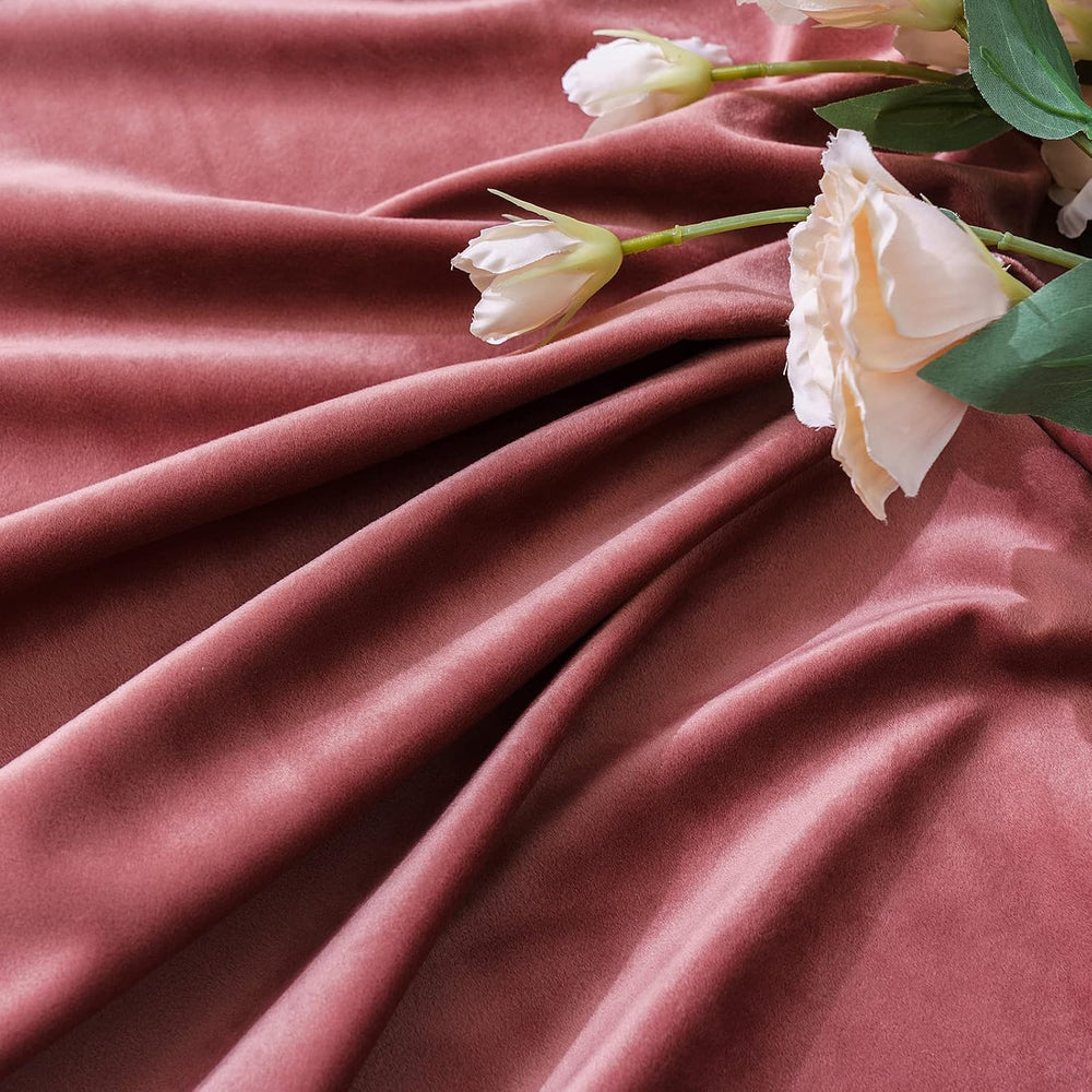 MIULEE Dusty Rose Pink Velvet Room Darkening Curtains for Bedroom W52 x L96