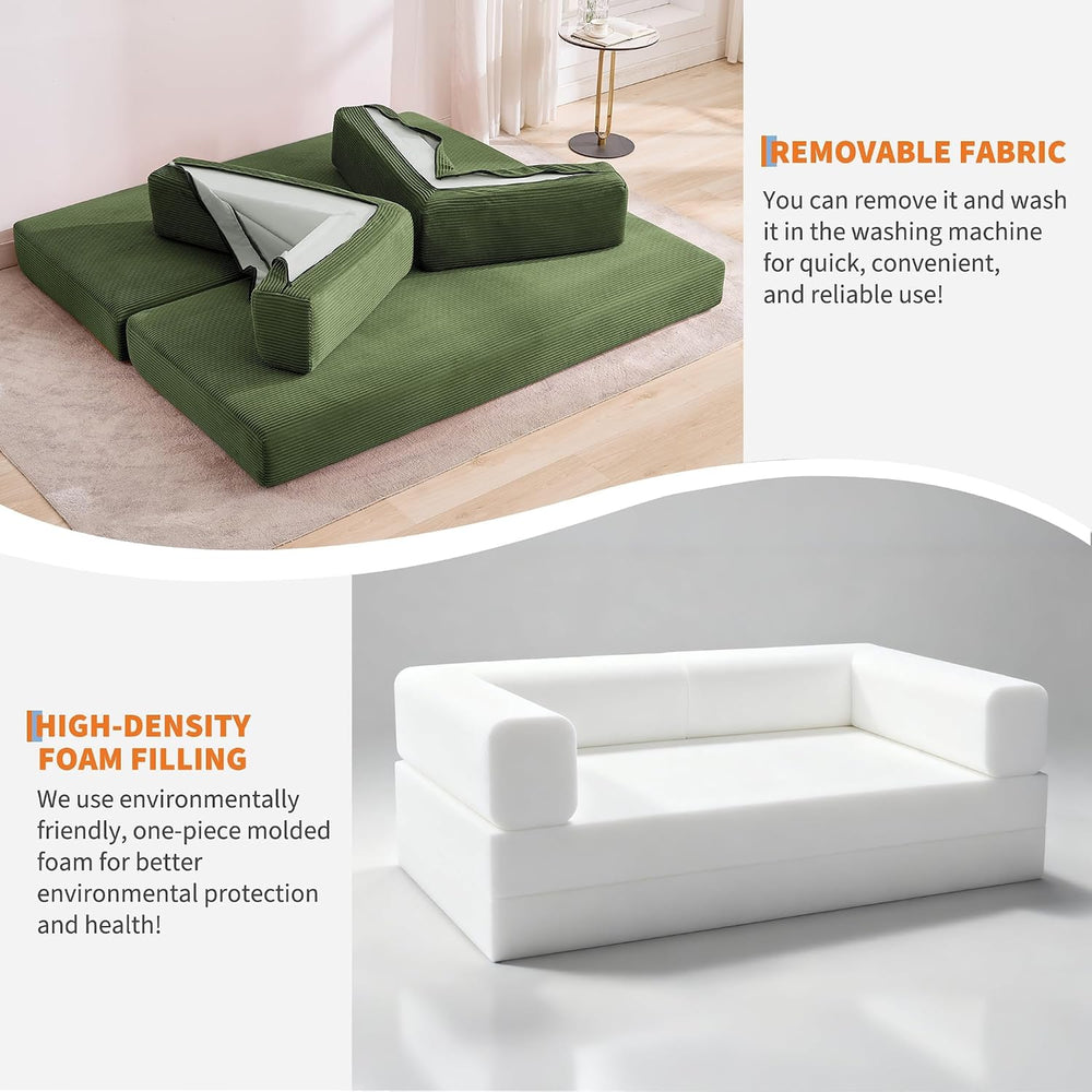 5-in-1 Convertible Sleeper Sofa Bed, 79" Loveseat Boneless Couch