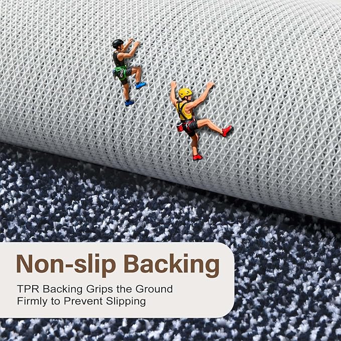 60x24 Long Bathroom Rugs Washable Non Slip, Dark Blue Bath Mat - Image 5