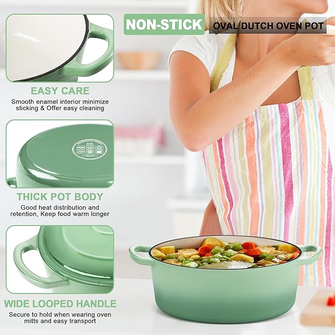 E-far 5QT Oval Dutch Oven Pot