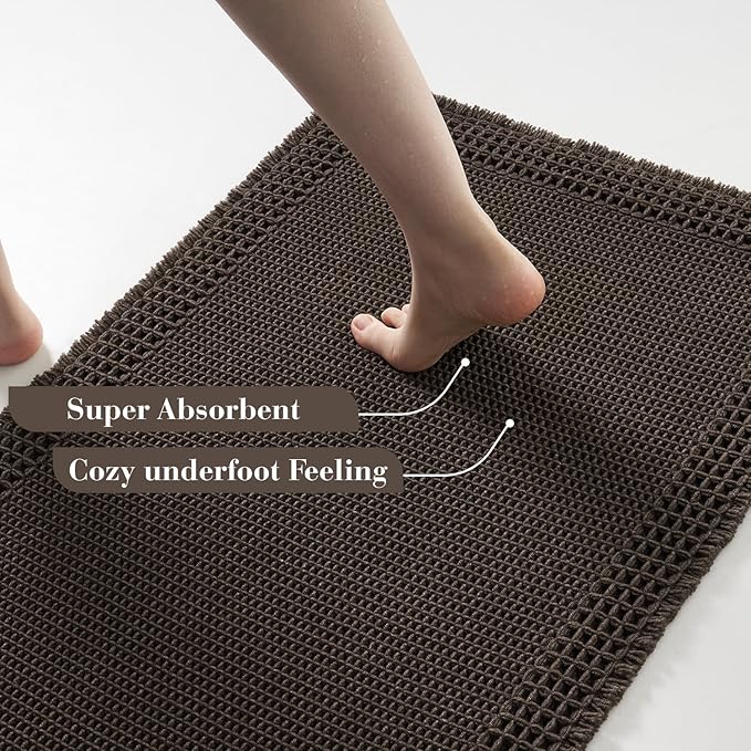 RESARE Waffle Bath Mat, Super Absorbent Non Slip, Machine Washable, Ultra Soft - Image 3