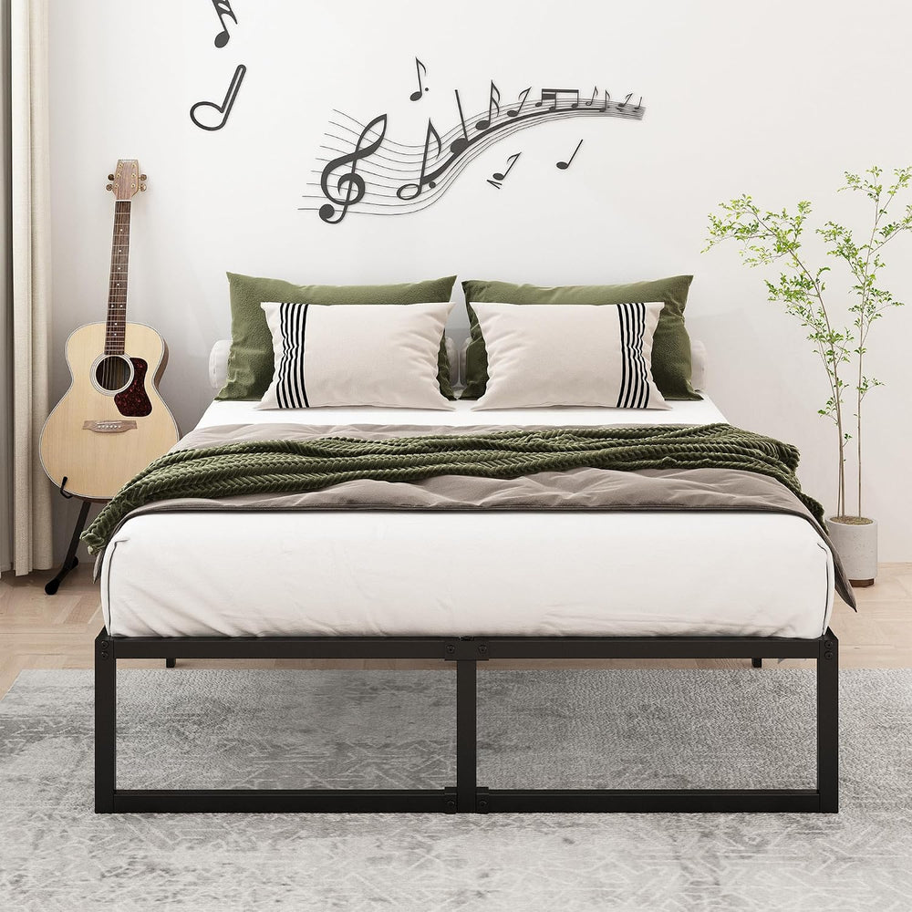 Lutown-Teen 14 Inch Full Size Bed Frame with Heavy Duty Steel Slat Support