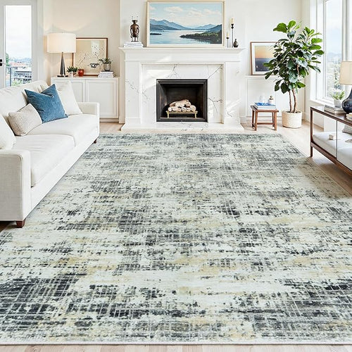 6x9 Area Rugs for Living Room Washable Rug: Anti-Skid Abstract Modern Living by Crority