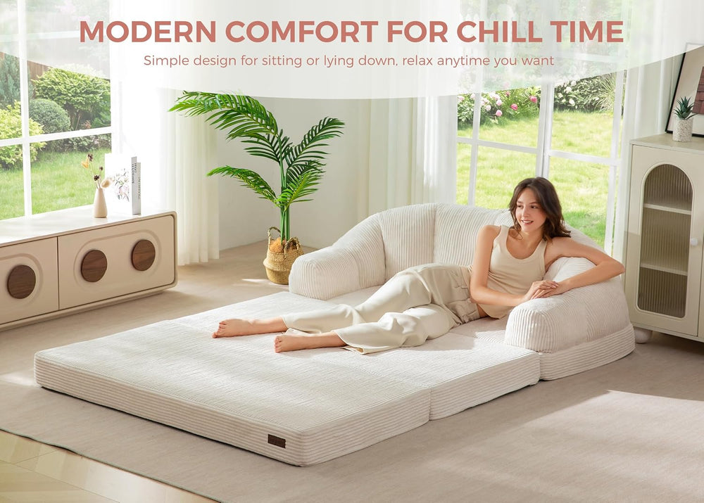 MAXYOYO Folding Sofa Bed with Backrest, Boneless Fold Out Couch with Handle