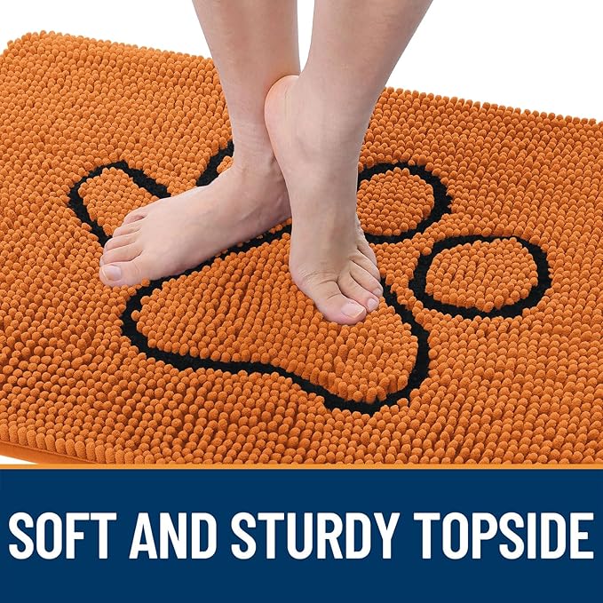 OLANLY Dog Door Mat for Muddy Paws 30x20, Paw Print Design, Absorbs Moisture - Image 4