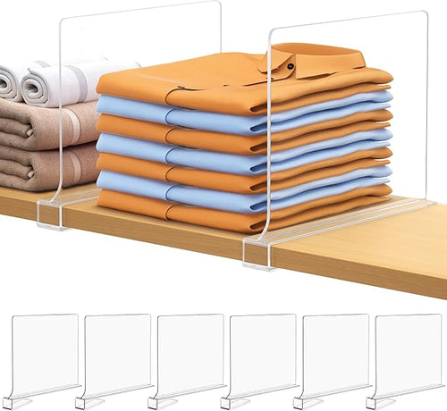 6 PCS Shelf Dividers for Closet Organization Acrylic Clear Closet Shelf Divider by Aolloa
