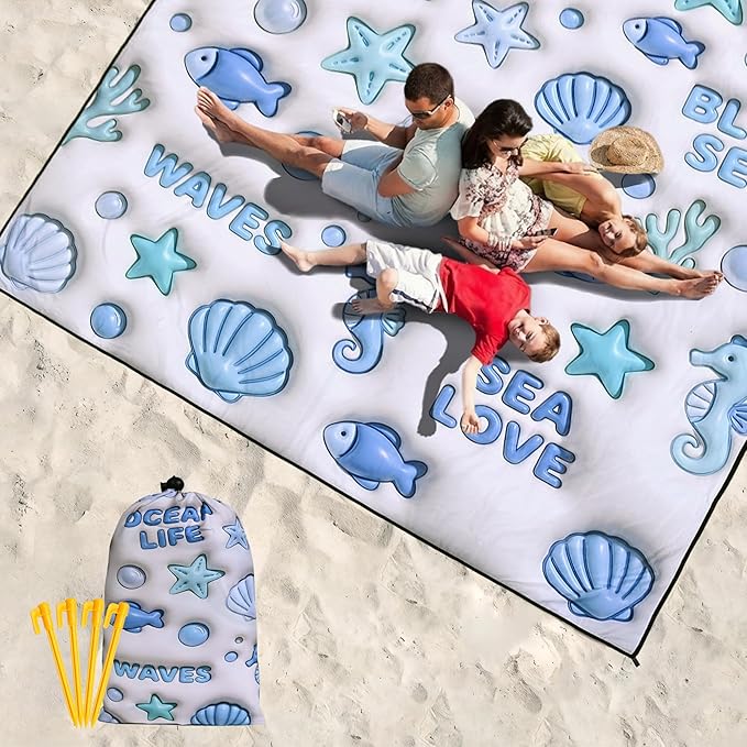 HIHOHO Beach Blanket Waterproof Sandproof Extra Large Beach Mat 79" X - Image 6