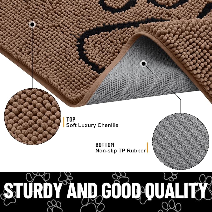 Smiry Dog Door Mat for Muddy Paws, Absorbent Dirt Trapper Non Slip Quick Dry - Image 3