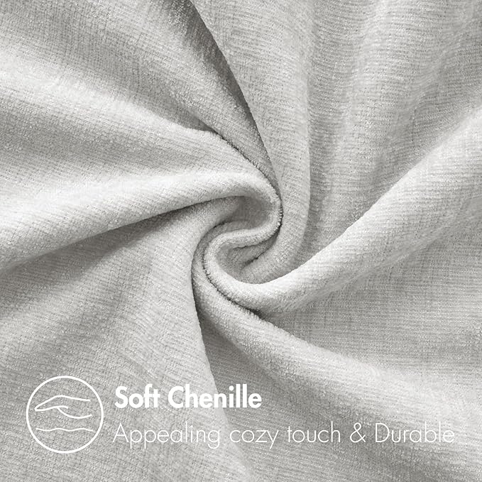 MIULEE Pack of 2 Light Gray Throw Pillow Covers 18x18 Inch Soft Chenille Pillow - Image 2