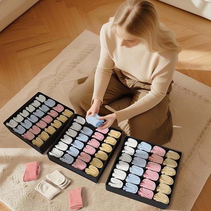 Joyoldelf Sock Drawer Organizer Divider Underwear Organizer 24-cell Fabric - Image 4