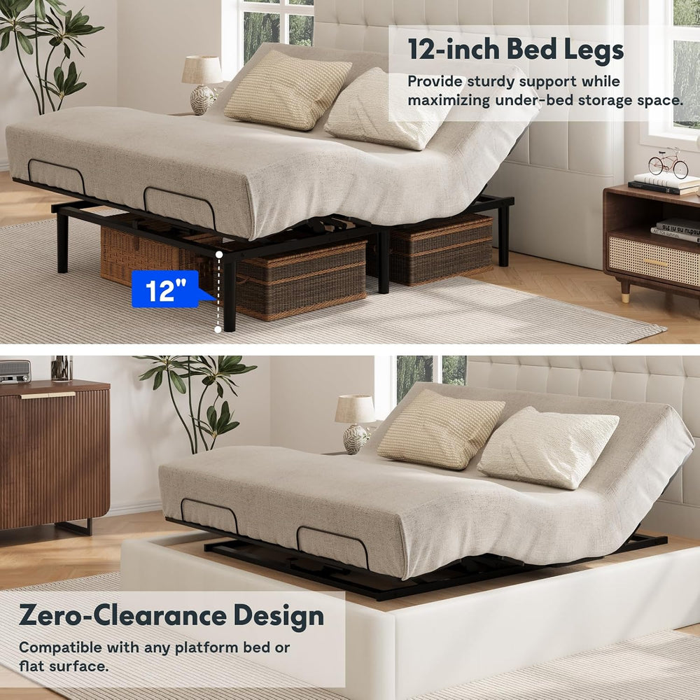 FLEXISPOT S3K-Lite King Adjustable Bed Base, Zero Clearance & Zero Gravity