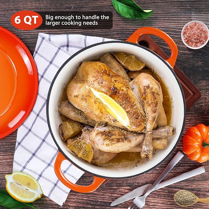 E-far 6 Quart Dutch Oven, Enameled Cast Iron Dutch Oven Pot