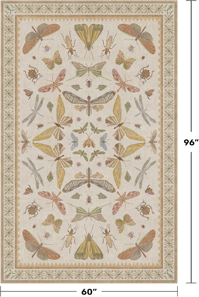 Hazo Haus Washable Neutral Area Rug Living Room, 5x8 Washable Rugs - Image 2