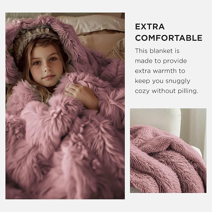 Bedsure GentleSoft Fluffy Dusty Pink Throw Blanket Gifts - Image 3