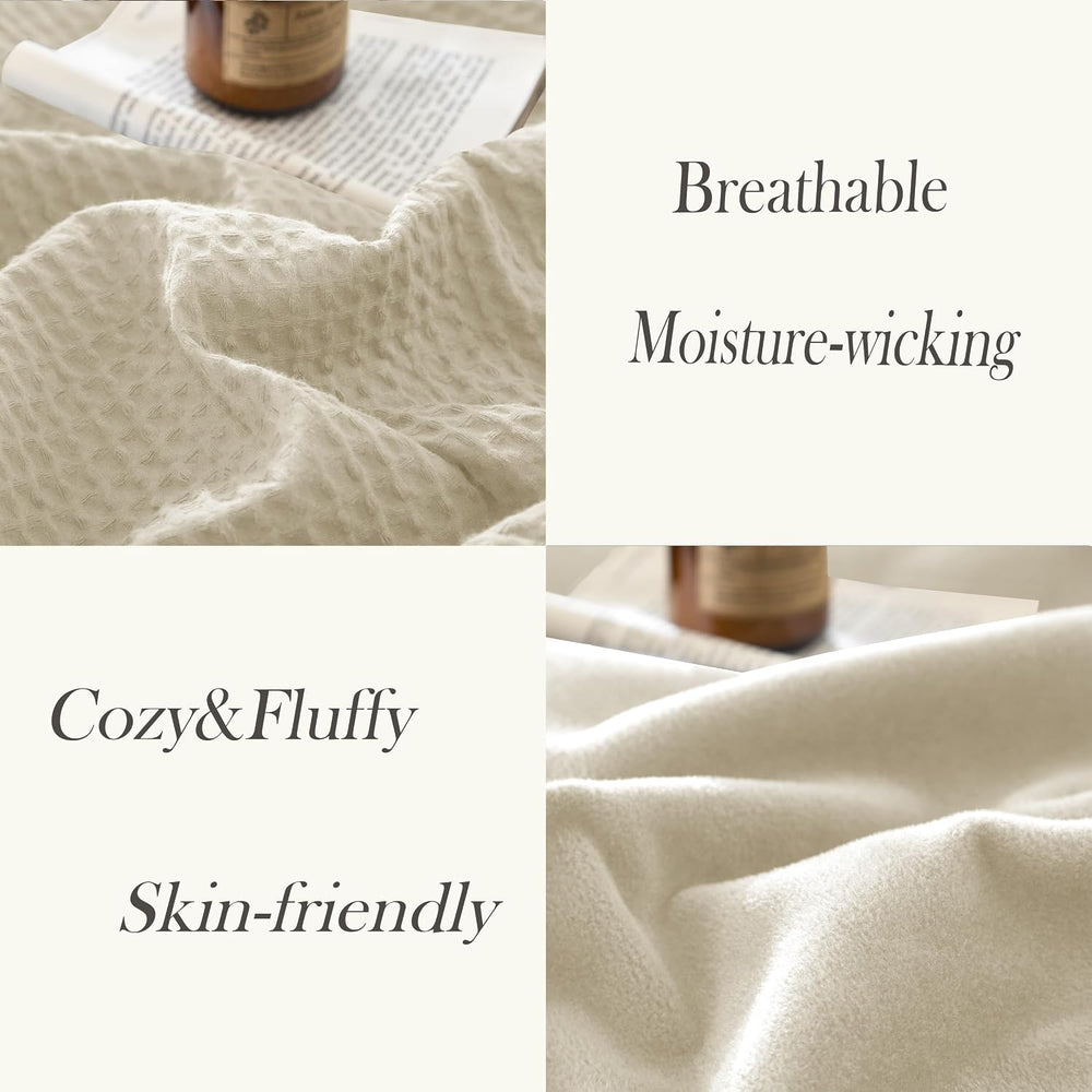CHUFFED Cotton Waffle Blanket King Size - Plush Milk Velvet & Reversible ...